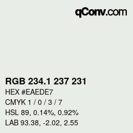 Color code: RGB 234.1 237 231 | qconv.com