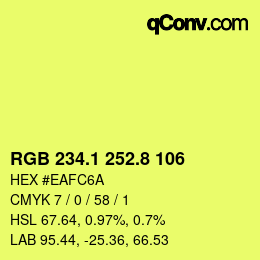カラーコード: RGB 234.1 252.8 106 | qconv.com