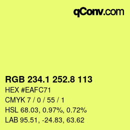 カラーコード: RGB 234.1 252.8 113 | qconv.com