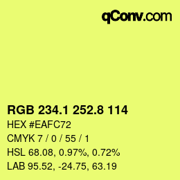 カラーコード: RGB 234.1 252.8 114 | qconv.com