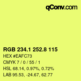 カラーコード: RGB 234.1 252.8 115 | qconv.com