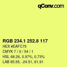 カラーコード: RGB 234.1 252.8 117 | qconv.com