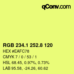 カラーコード: RGB 234.1 252.8 120 | qconv.com