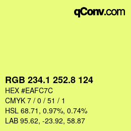 カラーコード: RGB 234.1 252.8 124 | qconv.com