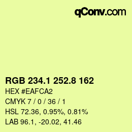 カラーコード: RGB 234.1 252.8 162 | qconv.com