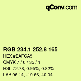 Color code: RGB 234.1 252.8 165 | qconv.com