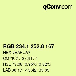 カラーコード: RGB 234.1 252.8 167 | qconv.com