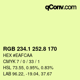 Color code: RGB 234.1 252.8 170 | qconv.com