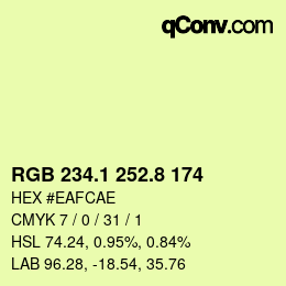 カラーコード: RGB 234.1 252.8 174 | qconv.com