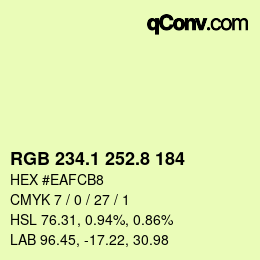 Color code: RGB 234.1 252.8 184 | qconv.com