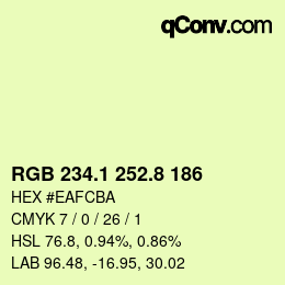 カラーコード: RGB 234.1 252.8 186 | qconv.com