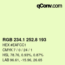 カラーコード: RGB 234.1 252.8 193 | qconv.com