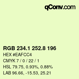 カラーコード: RGB 234.1 252.8 196 | qconv.com