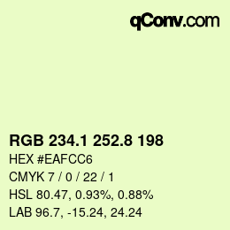 Color code: RGB 234.1 252.8 198 | qconv.com