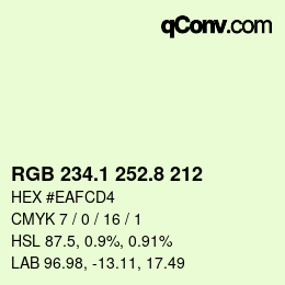 カラーコード: RGB 234.1 252.8 212 | qconv.com