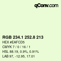Color code: RGB 234.1 252.8 213 | qconv.com