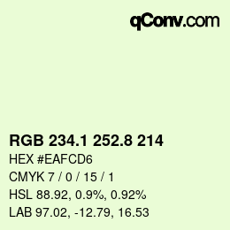 Color code: RGB 234.1 252.8 214 | qconv.com