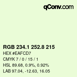 Color code: RGB 234.1 252.8 215 | qconv.com