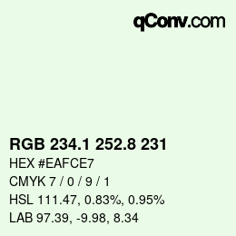 カラーコード: RGB 234.1 252.8 231 | qconv.com