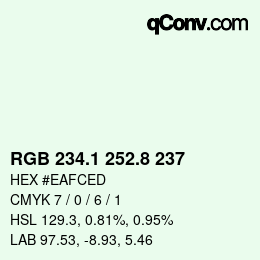 Farbcode: RGB 234.1 252.8 237 | qconv.com