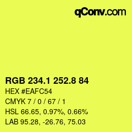 カラーコード: RGB 234.1 252.8 84 | qconv.com