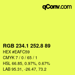 カラーコード: RGB 234.1 252.8 89 | qconv.com