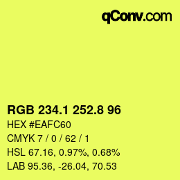 カラーコード: RGB 234.1 252.8 96 | qconv.com
