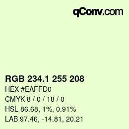 カラーコード: RGB 234.1 255 208 | qconv.com