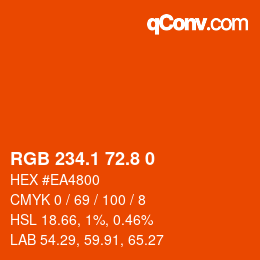 Color code: RGB 234.1 72.8 0 | qconv.com
