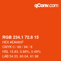 カラーコード: RGB 234.1 72.8 15 | qconv.com