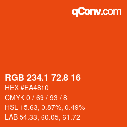 カラーコード: RGB 234.1 72.8 16 | qconv.com