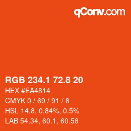 カラーコード: RGB 234.1 72.8 20 | qconv.com