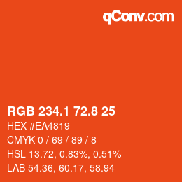 カラーコード: RGB 234.1 72.8 25 | qconv.com