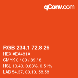 カラーコード: RGB 234.1 72.8 26 | qconv.com