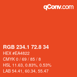 カラーコード: RGB 234.1 72.8 34 | qconv.com