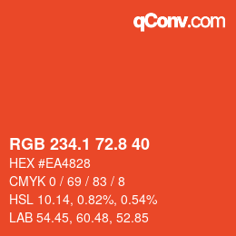 カラーコード: RGB 234.1 72.8 40 | qconv.com