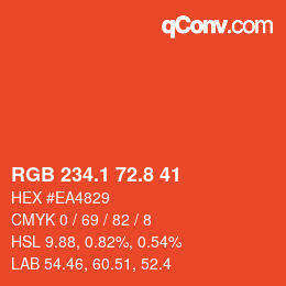 カラーコード: RGB 234.1 72.8 41 | qconv.com