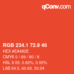 カラーコード: RGB 234.1 72.8 46 | qconv.com