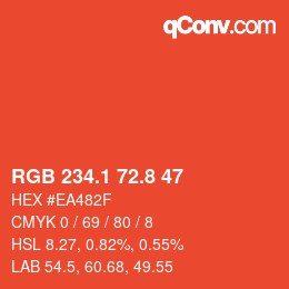 カラーコード: RGB 234.1 72.8 47 | qconv.com