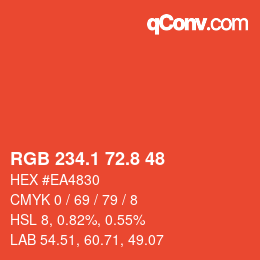 カラーコード: RGB 234.1 72.8 48 | qconv.com