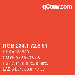Farbcode: RGB 234.1 72.8 51 | qconv.com