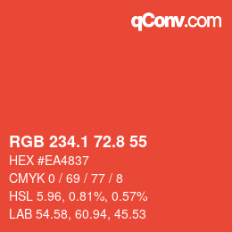 カラーコード: RGB 234.1 72.8 55 | qconv.com