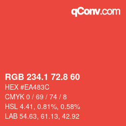 カラーコード: RGB 234.1 72.8 60 | qconv.com