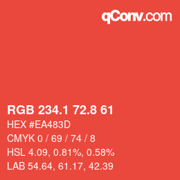 カラーコード: RGB 234.1 72.8 61 | qconv.com