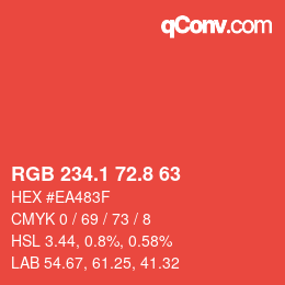 カラーコード: RGB 234.1 72.8 63 | qconv.com
