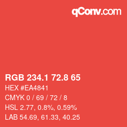 カラーコード: RGB 234.1 72.8 65 | qconv.com