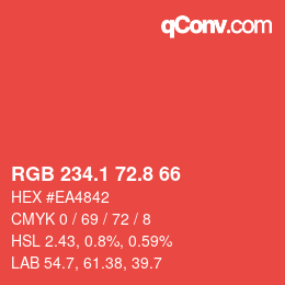 カラーコード: RGB 234.1 72.8 66 | qconv.com