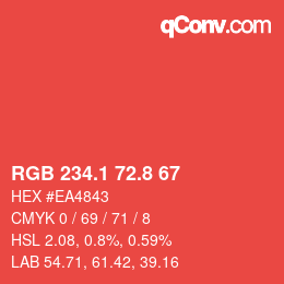 カラーコード: RGB 234.1 72.8 67 | qconv.com