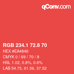 カラーコード: RGB 234.1 72.8 70 | qconv.com