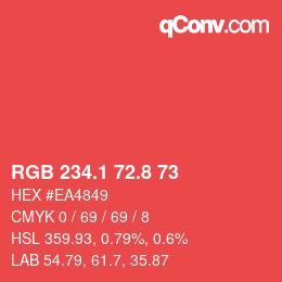 カラーコード: RGB 234.1 72.8 73 | qconv.com